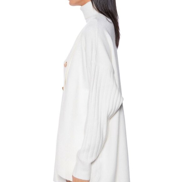Callie Dress or Nah: Oversized Button Up Ivory Sweater Tunic with Gold Buttons - Picture 6 of 6